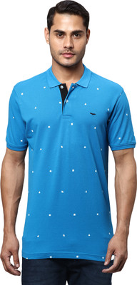 PARK AVENUE Printed Men Polo Neck Blue T-Shirt
