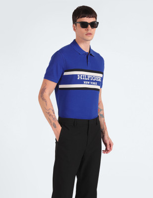 TOMMY HILFIGER Solid Men Round Neck Blue T-Shirt