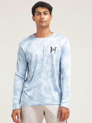 Brham Printed Men Round Neck Light Blue T-Shirt