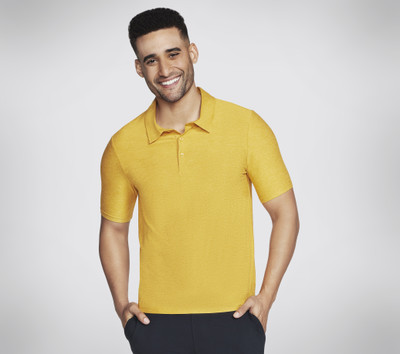 Skechers Solid Men Polo Neck Gold T-Shirt