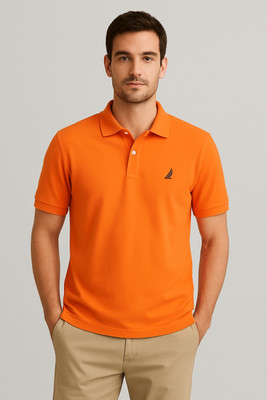 saltlake Printed Men Polo Neck Orange T-Shirt
