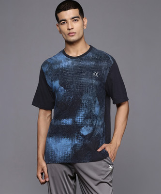 HRX by Hrithik Roshan Printed Men Round Neck Dark Blue T-Shirt