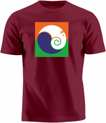 Luv My India Printed Couple Round Neck Maroon T-Shirt