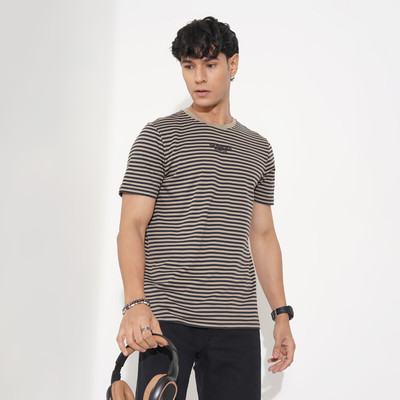 SF Jeans by Pantaloons Striped Men Round Neck Multicolor T-Shirt