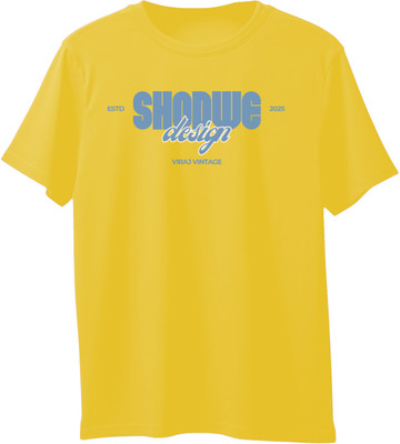 VIRAJ VINTAGE Printed, Typography, Graphic Print Men Round Neck Yellow T-Shirt