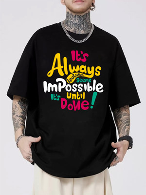 Leotude Printed Men Round Neck Black T-Shirt