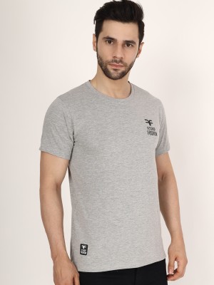 Fitshop fashion Solid Men Round Neck Grey T-Shirt