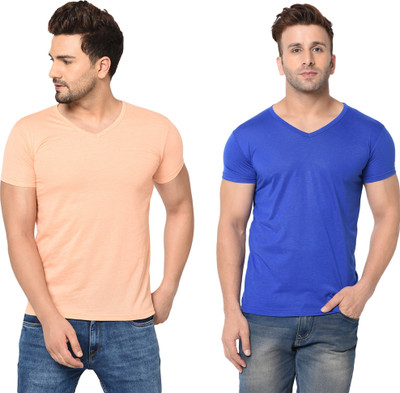 Adorbs Trend Solid Men V Neck White T-Shirt