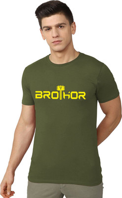 OrrganicChics Printed Men Round Neck Green T-Shirt