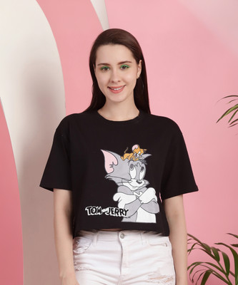DreamBe Printed Women Round Neck Black T-Shirt