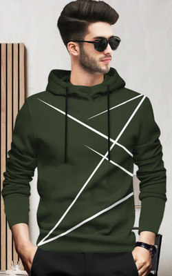 TRIPR Printed Men Hooded Neck Dark Green T-Shirt
