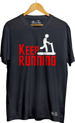 THE PRINT PLATTER Printed Men Round Neck Black T-Shirt