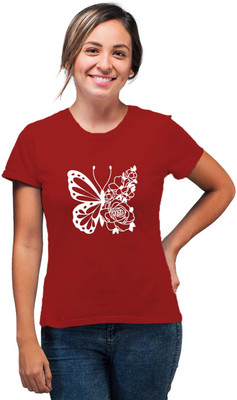 SmarTee Street Printed Women Round Neck Red T-Shirt