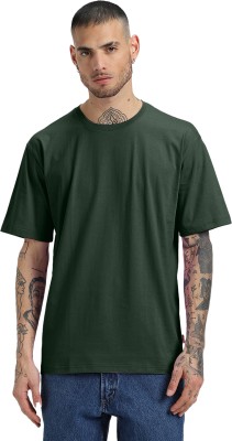 Veirdo Solid Men Round Neck Green T-Shirt