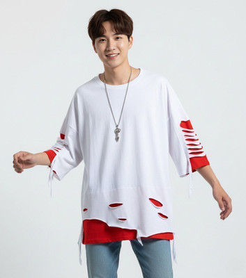 Ajworld Solid Men Round Neck White T-Shirt