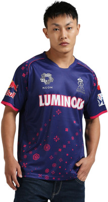 playR Printed Men Round Neck Pink, Dark Blue T-Shirt
