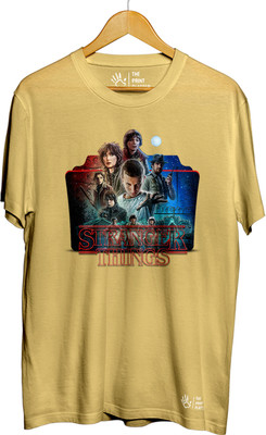 THE PRINT PLATTER Printed Men Round Neck Yellow T-Shirt