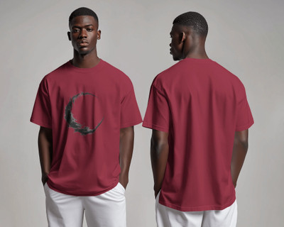 silver moon clothing Printed Men Round Neck Maroon T-Shirt