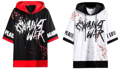 cnw Printed Men Hooded Neck Multicolor T-Shirt