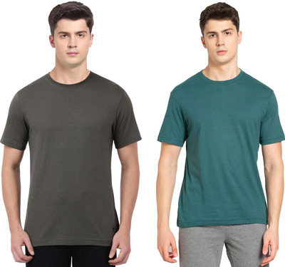 JOCKEY Solid Men Round Neck Dark Green, Green T-Shirt