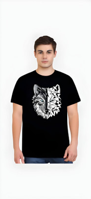 Royal Creations By Rv Printed Men Round Neck Black T-Shirt