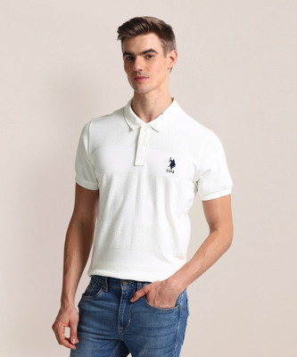 U.S. POLO ASSN. Solid Men Polo Neck White T-Shirt
