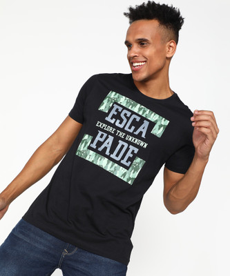 Spykar Typography Men Round Neck Black T-Shirt