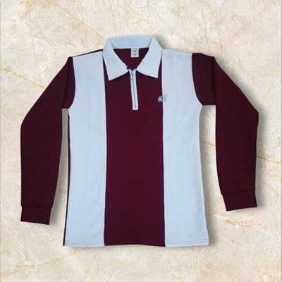 Anju Self Design Men Zip Neck Reversible Blue, White T-Shirt