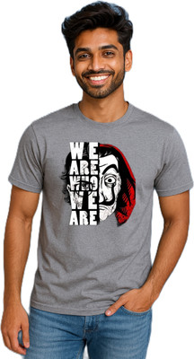 purycot Printed Men Round Neck Grey T-Shirt