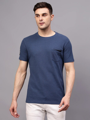 CANTABIL Solid Men Round Neck Dark Blue T-Shirt