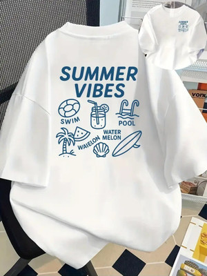 Relva Printed Women Round Neck White T-Shirt