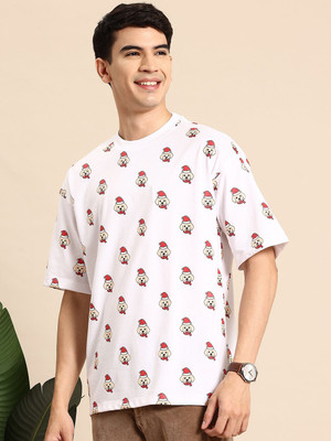 Mast & Harbour Printed Men Round Neck White T-Shirt