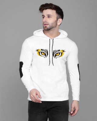 VDAS FASHION Printed, Typography Men Hooded Neck White T-Shirt