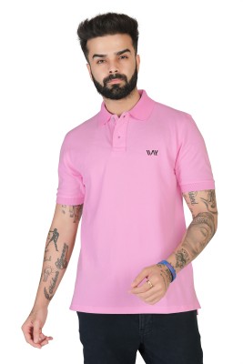 WATAY FASHION Solid Men Polo Neck Pink T-Shirt