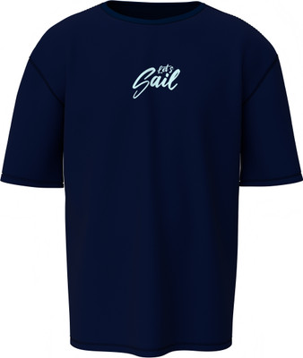 Hello Swanky Printed Men Round Neck Dark Blue T-Shirt