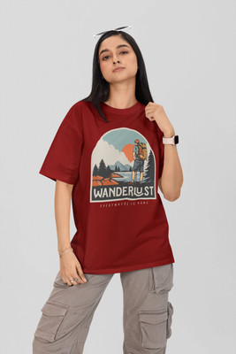 Stylewill Graphic Print Women Round Neck Maroon T-Shirt