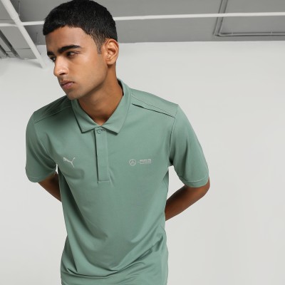 PUMA Solid Men Polo Neck Green T-Shirt