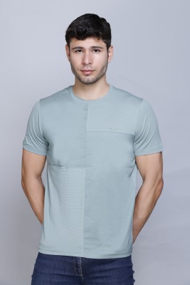 Fort Collins Solid Men Round Neck Green T-Shirt