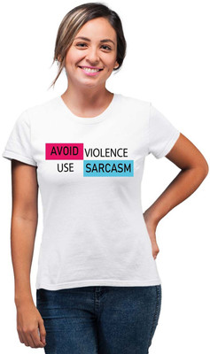 SmarTee Street Printed Women Round Neck White T-Shirt