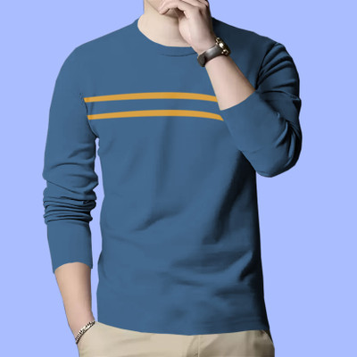 GAARRBLY Solid Men Round Neck Blue, Yellow T-Shirt