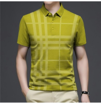 Bell Paper Checkered Men Polo Neck Green T-Shirt