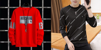 Majexic Printed Men Round Neck Multicolor T-Shirt