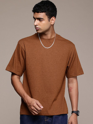 R.Code by The Roadster Life Co. Typography Men Round Neck Brown T-Shirt