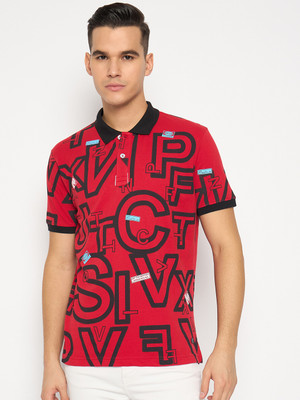 DUKE Printed Men Polo Neck Red T-Shirt