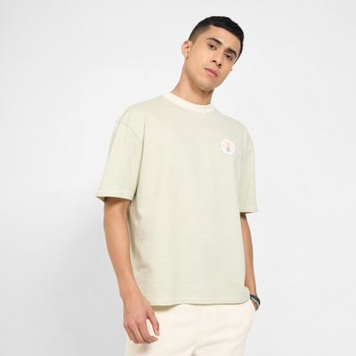7 Alt by Pantaloons Printed Men Round Neck White T-Shirt