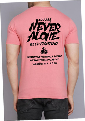 WOOSTRO Printed Men Round Neck Pink T-Shirt