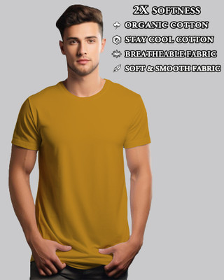UrGear Solid Men Round Neck Yellow T-Shirt