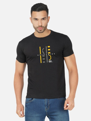 Moda Rapido Printed Men Round Neck Black T-Shirt