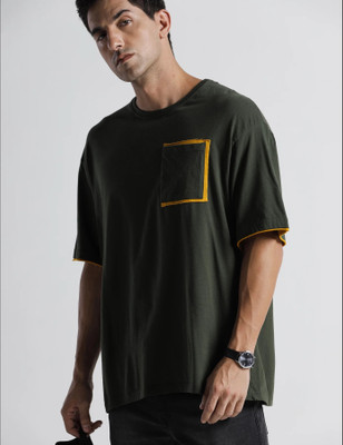 WROGN Solid Men Round Neck Pink T-Shirt
