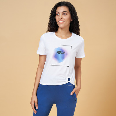 Ajile By Pantaloons Printed, Typography Women Round Neck White T-Shirt